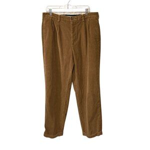 Brooks Brothers Mens Brown Corduroy Pleated Pants W35 L30